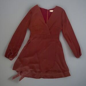 Altar'd State Rust Wrap Romper Womens M Long Sleeve Boho Fall Dressy